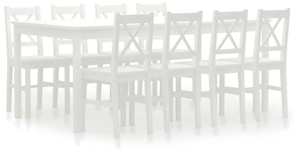 283387 vidaXL Set mobilier de bucătărie, 9 piese, alb, lemn de pin