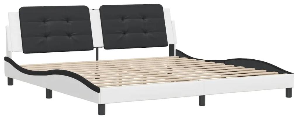 3208211 vidaXL Cadru de pat cu tăblie alb și negru 200x200cm piele artificială