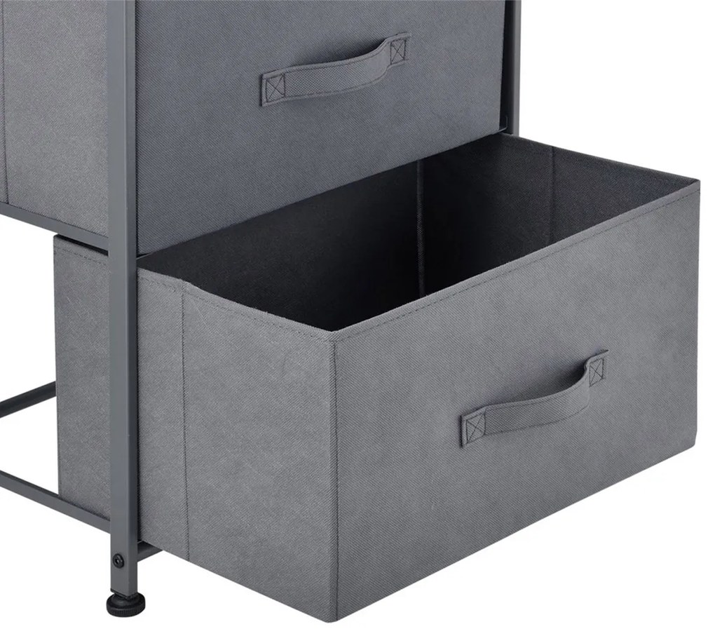 Comoda cu doua cutii depozitare incluse blat lemn schelet metal 50x45x30 cm natur/gri