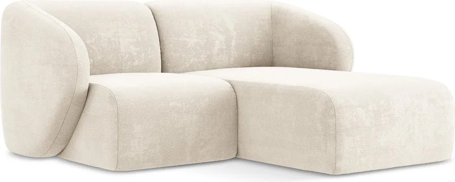 Colțar bej cu tapițerie din chenille (cu colț pe partea dreaptă/cu șezlong) Lani – Makamii