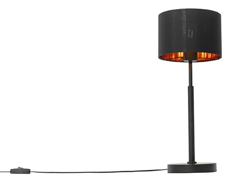 Lampa de masă modernă cu abajur din stofă negru cu auriu - VT 1