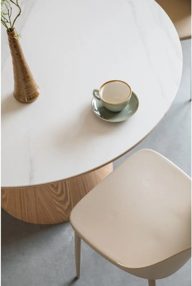 Masă de dining rotundă cu blat din piatră ø 115 cm Almira – White Label