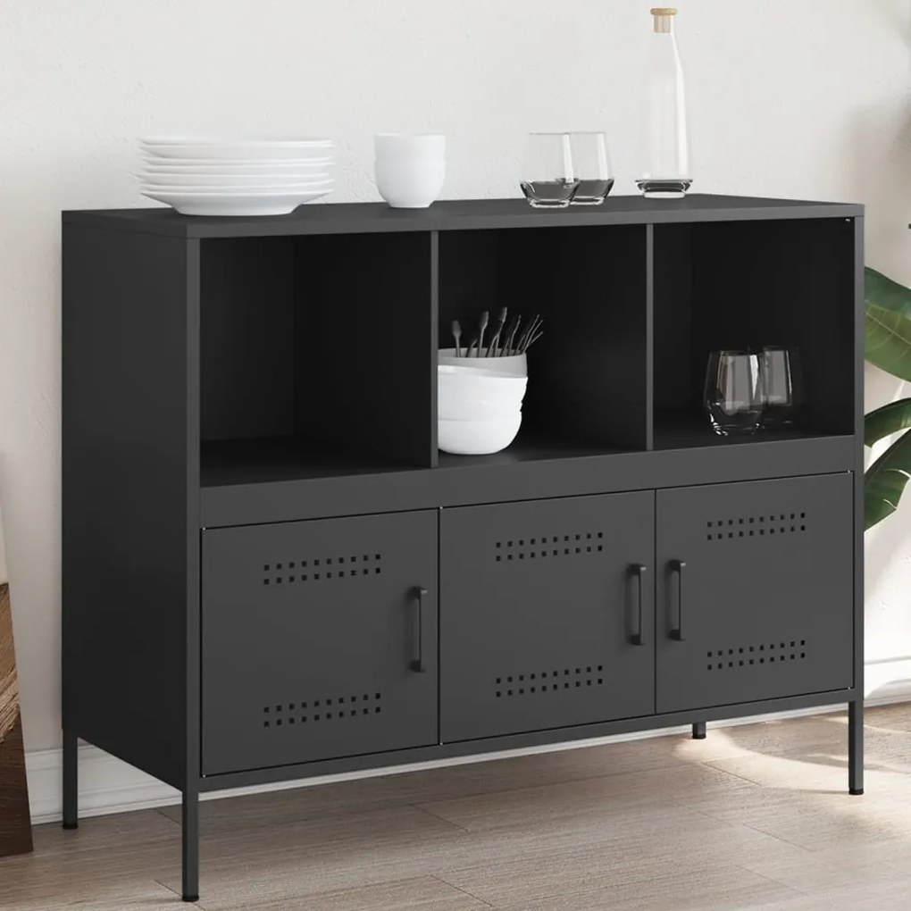 vidaXL Dulap, negru, 100,5x39x79 cm, oțel