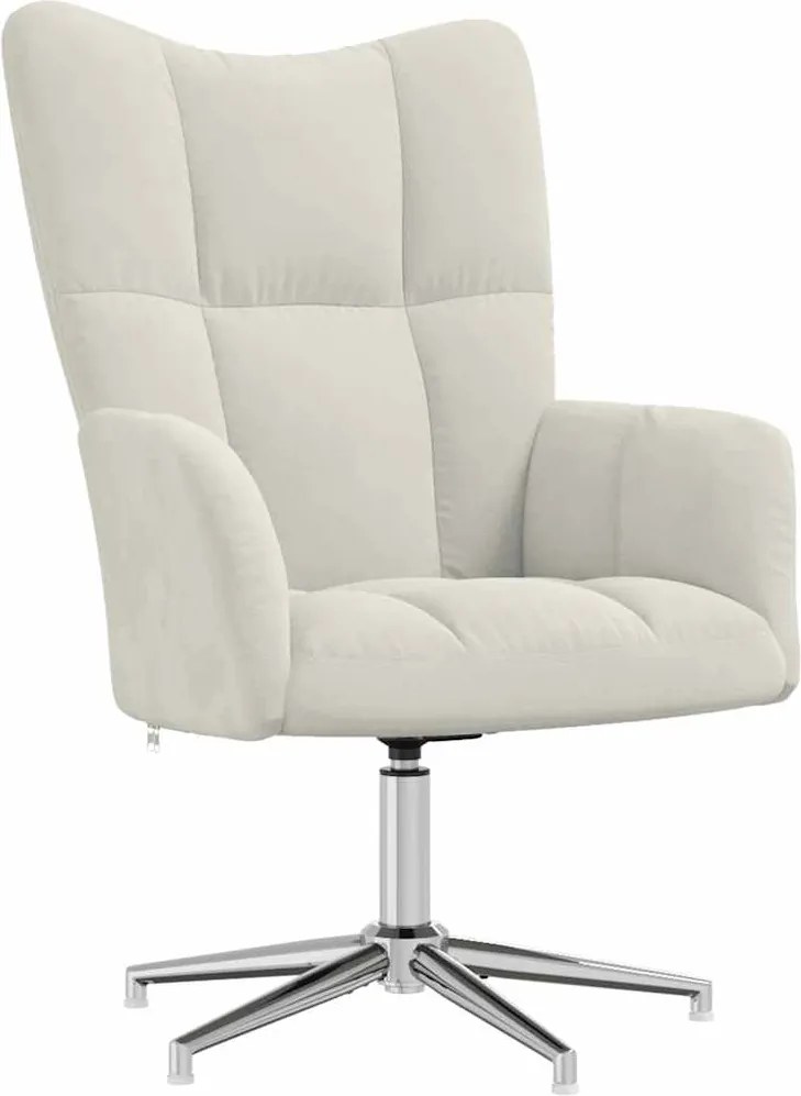 vidaXL Scaun de relaxare, alb crem, catifea