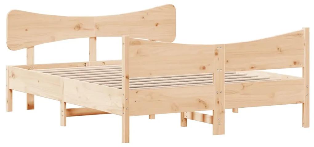 3216393 vidaXL Cadru de pat cu tăblie, 140x190 cm, lemn masiv pin