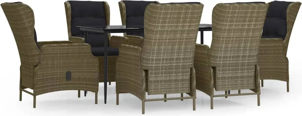 vidaXL Set mobilier de grădină, 7 piese, maro, poliratan