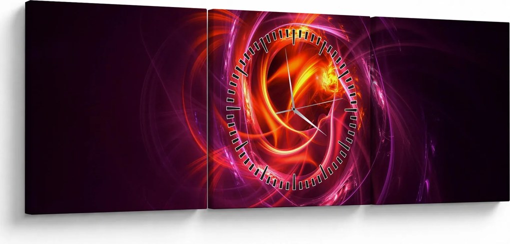 Tabloul cu abstracțiune modernă care luminează (cu ceas) (90x30 cm)