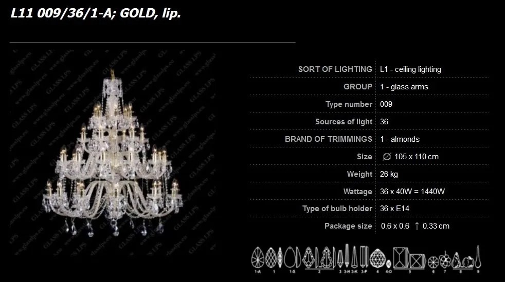 Lustra cristal Bohemia L11 009/36/1-A