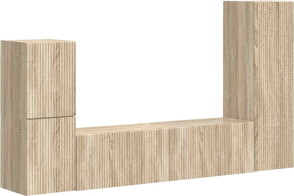 vidaXL Set comodă TV Pe perete 4 pcs Stejar Sonoma Lemn compozit
