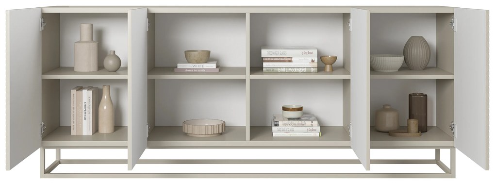 Comodă Asha 200 cm cu patru uși - casmir / cadru casmir