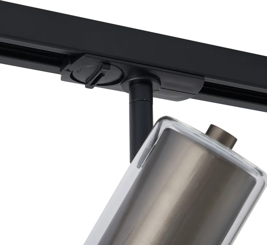 Sistem de iluminat pe șină modern negru cu 3 spoturi gunmetal monofazate - Iconic Lloyd