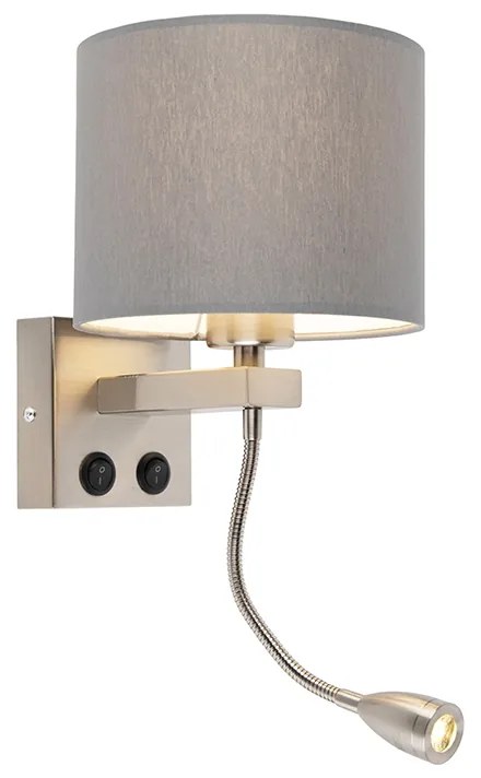 Lampa de perete moderna din otel cu abajur gri - Brescia