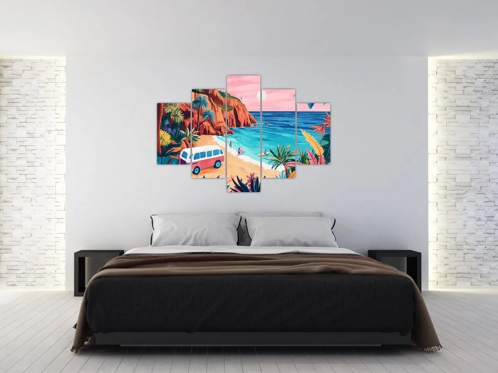 Tablou - Rulotă la ocean (150x105 cm)