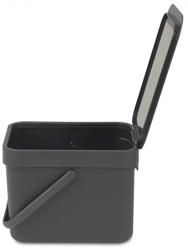 Cos de gunoi colectare selectiva Brabantia Sort&Go 648974, 6 l, Maner, Montabil pe perete, Gri inchis