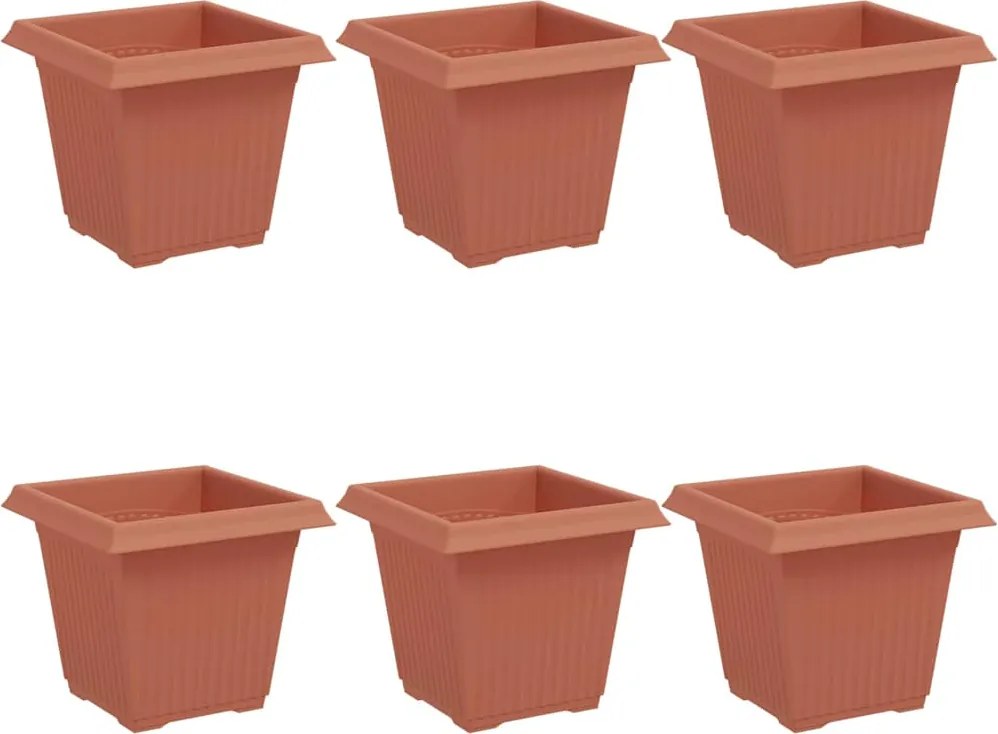 vidaXL Vază pătrată pentru flori 6 pcs Roșu cărămidă 16 x 16 x 14 cm