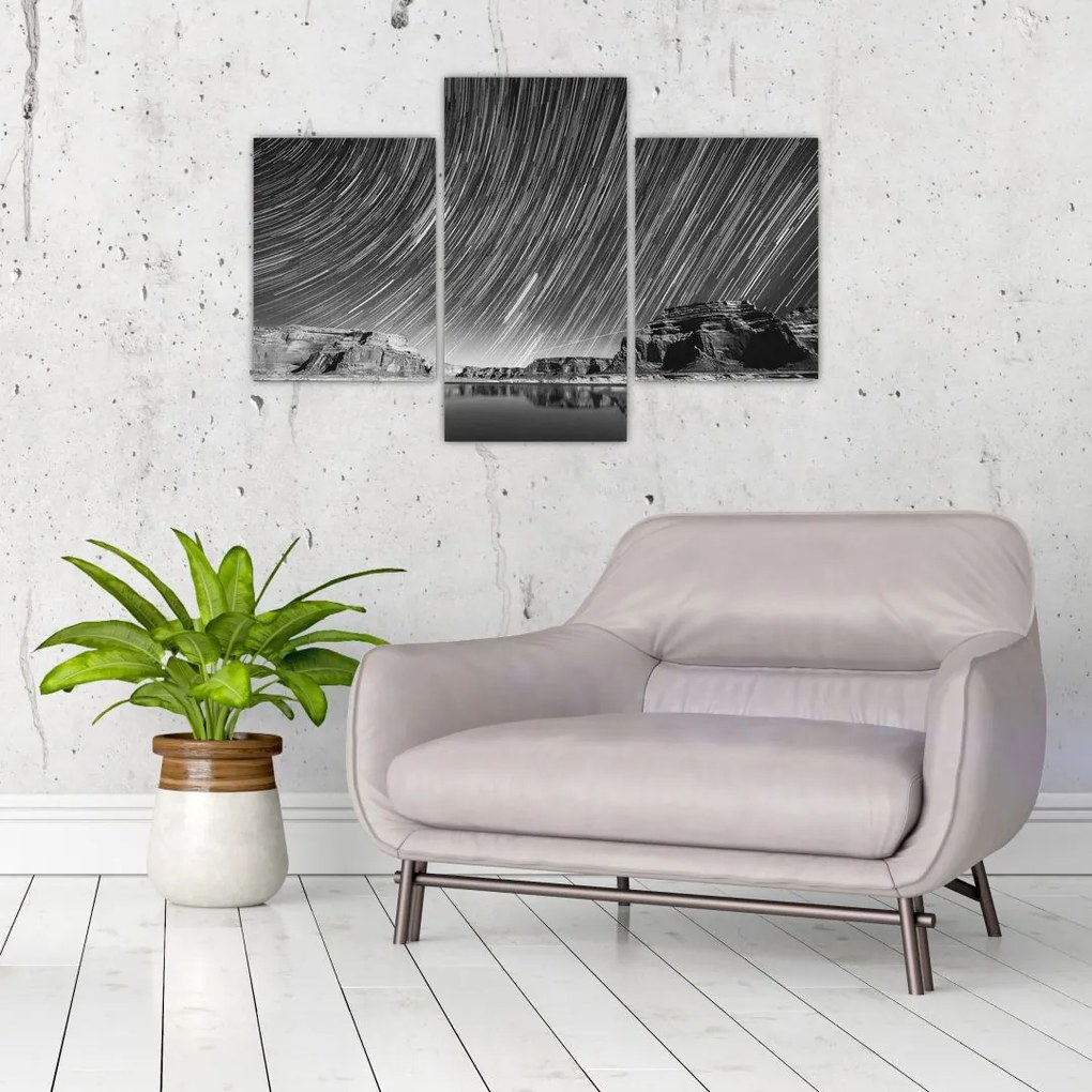 Tablou albnegru cu cerul și stele (90x60 cm)