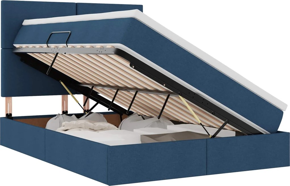 vidaXL Pat cu saltea și LED cu saltea albastru 140 x 190 cm Poliester