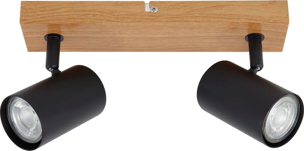 Spot Industrial Klausen Zinnia AP2 Negru Natur 12x33x6 cm, Corp Iluminat LED 2xGU10 pentru Tavan, Design Modern Elegant, Metal Rezistent Interior
