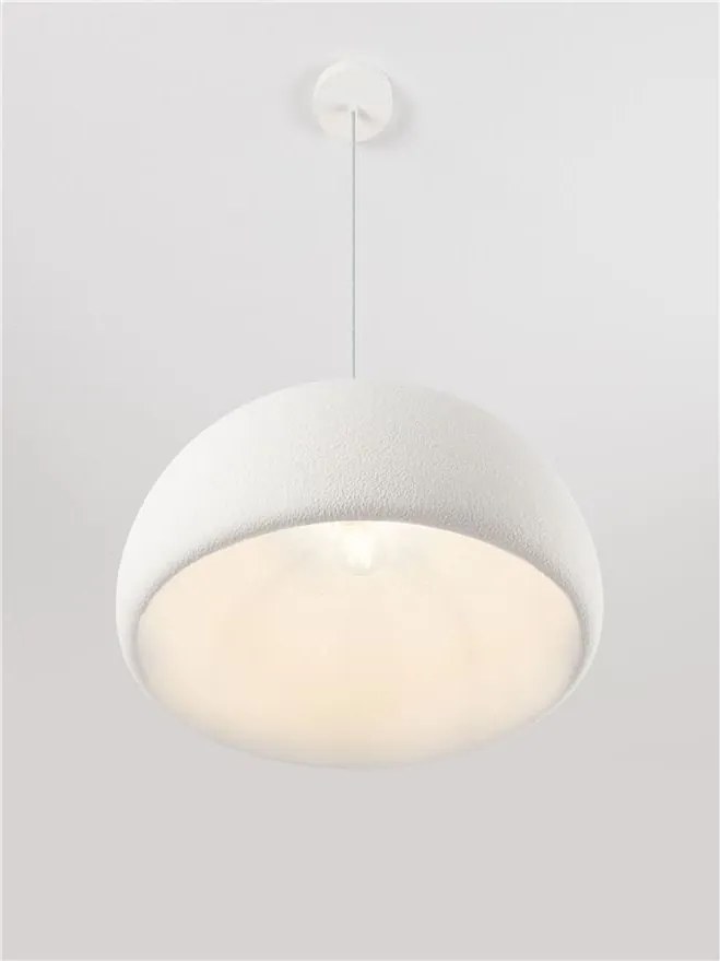 Lustra suspendata cu textura granulata Davo 50cm, alb piatra