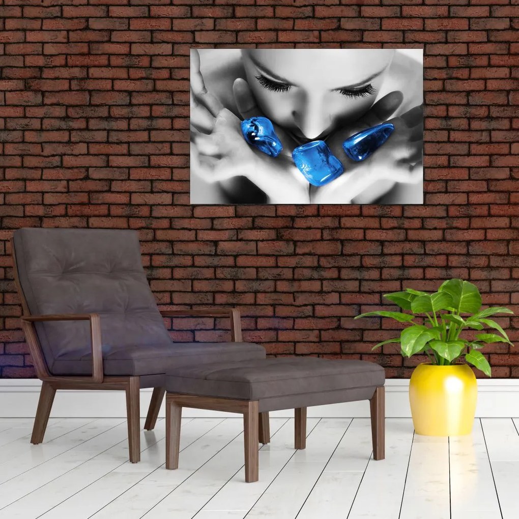 Tablou cu portretul femeii cu pietre (90x60 cm)