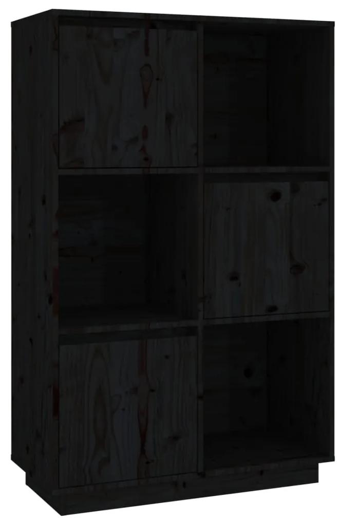 814368 vidaXL Dulap înalt, negru, 74x35x117 cm, lemn masiv de pin