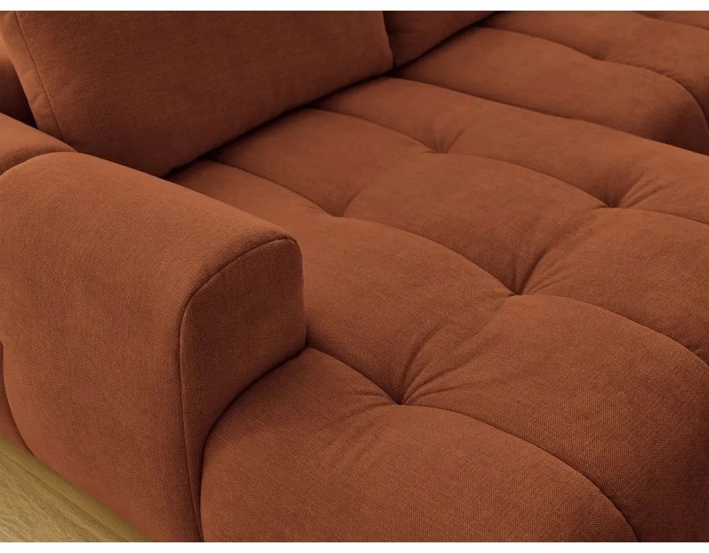 Colțar cărămiziu extensibil/cu spațiu de depozitare (cu colț pe partea dreaptă/în formă de "U") Fuji – Bobochic Paris