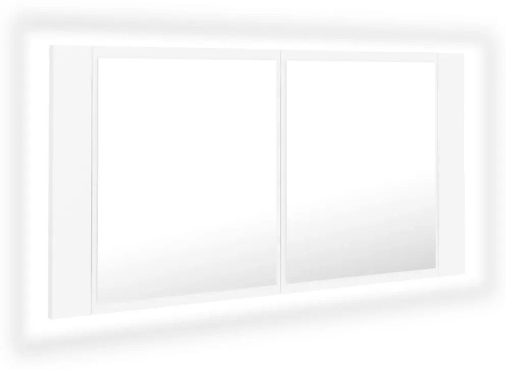 Dulap de baie cu oglindă și led, alb, 90x12x45 cm