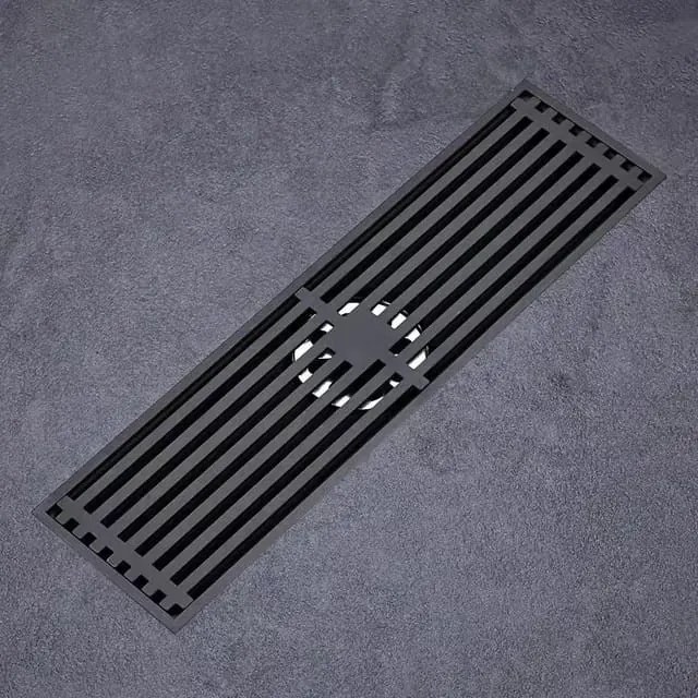 Sifon pardoseala sistem antimiros Es, Alama Elit's 30x10 cm , Negru Mat, tip Rigola