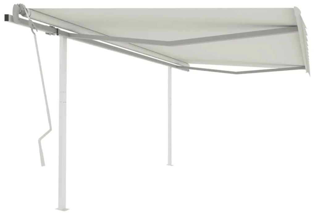 vidaXL Copertină retractabilă manual, cu stâlpi, crem, 4x3 m