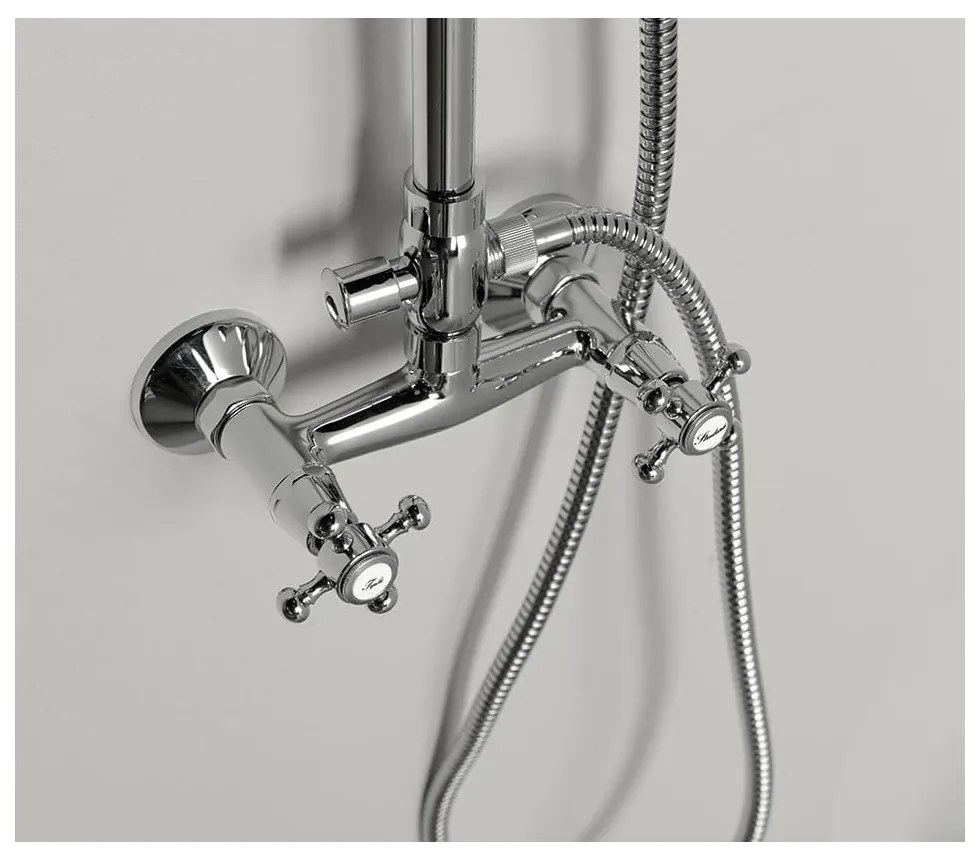 Set de duș argintiu lucios din alamă 142 cm cu duș suspendat/cu duș de mână Antea – Sapho