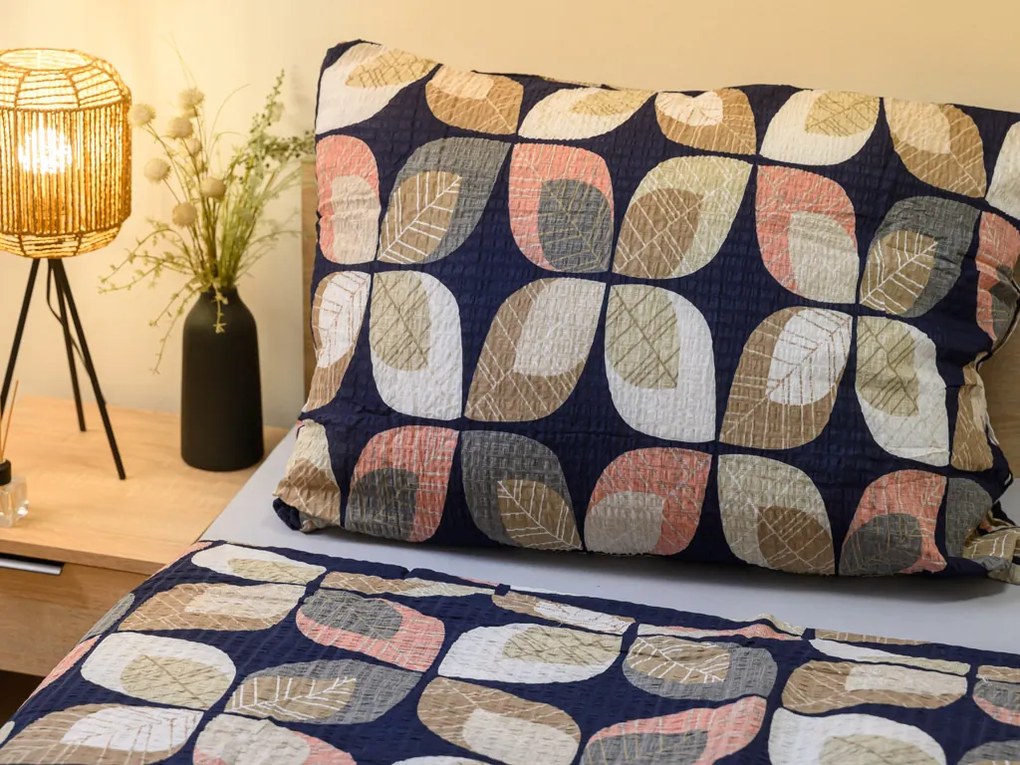 Lenjerie de pat Creponata din bumbac Renforce FRUNZA DE TOAMNA colorat Dimensiune lenjerie de pat: 70 x 90 cm | 140 x 200 cm