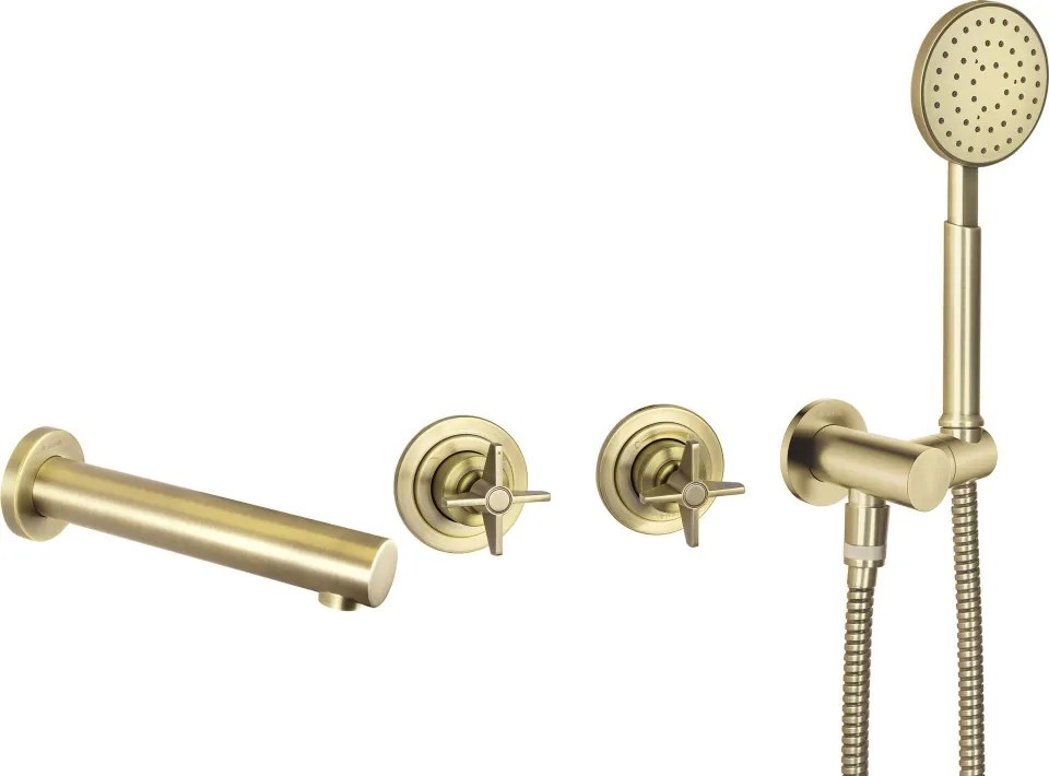 🚿 Set de duș TEMISTO, montare încastrată, cu pipa, finisaj alamă – Cod BQT_M18P