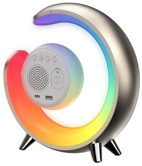 Immax 08981L - Lampă de birou LED RGBW dimabilă cu ceas PEACOCK LED/20W/5V USB