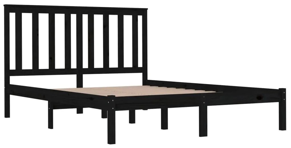 Cadru pat Small Double 4FT, negru, 120x190 cm, lemn masiv pin Negru, 120 x 190 cm