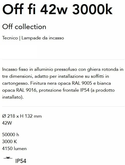 Spot LED incastrabil cu protectie IP54 Off fi 42w 3000k negru