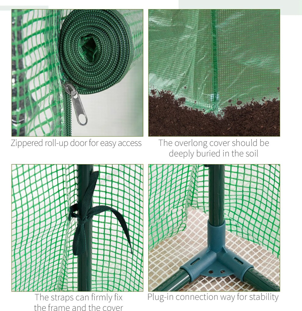 Sera Outsunny cu ușă, seră de iarnă din oțel, seră pentru balcon, grădină, seră de roșii 100x50x150cm, seră de roșii pentru roșii, legume, flori, plante, verde | Aosom Romania