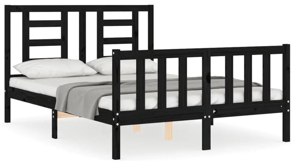 3192885 vidaXL Cadru de pat cu tăblie, negru, 140x200 cm, lemn masiv