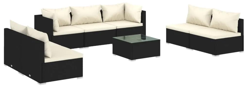 3102239 vidaXL Set mobilier de grădină cu perne, 8 piese, negru, poliratan
