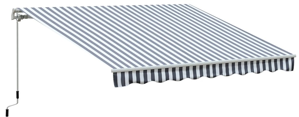 Outsunny Markiză cu Brațe Articulate Protecție Solară Manivelă Balcon Aluminiu Gri Alb 2,95 x 2,45 m | Aosom Romania