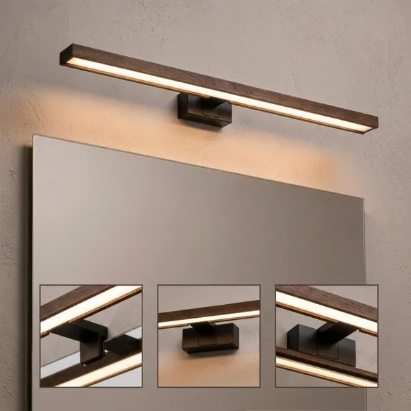 Brilagi -LED iluminare pentru oglindă de baie 3-în-1 WOODY MIRROR LED/15W/230V IP44 negru/stejar-nuc