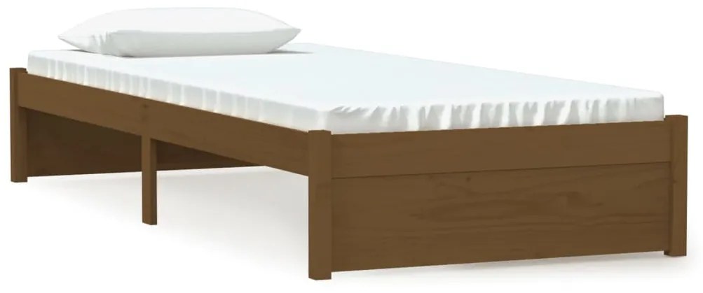 814912 vidaXL Cadru de pat mic single, maro miere, 75x190 cm, lemn masiv