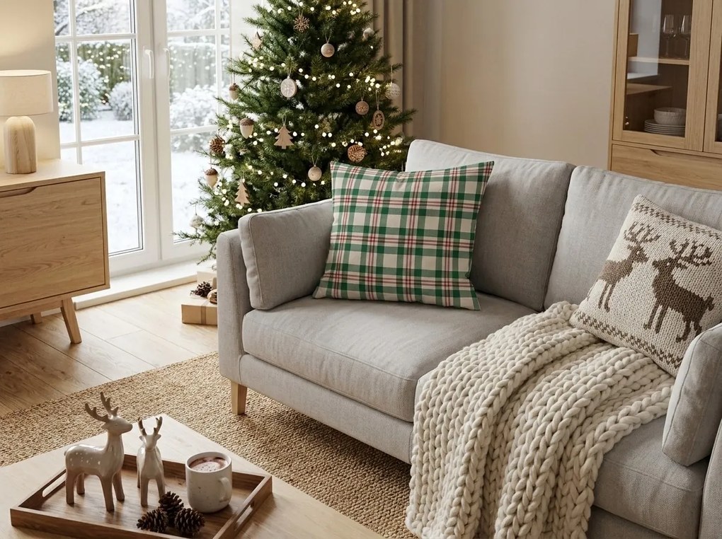 Husa din bumbac pentru perna WINTER PLAID 45x45 cm, colorat