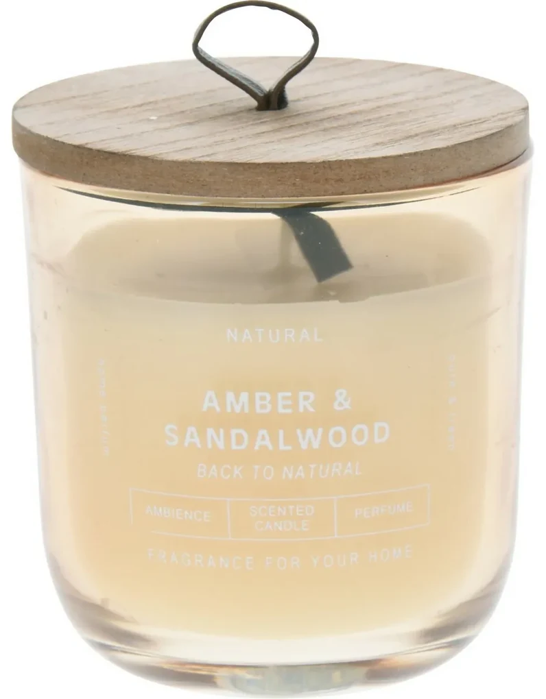 Lumânare în sticlă Back to natural, Amber & Sandalwood, 250 g