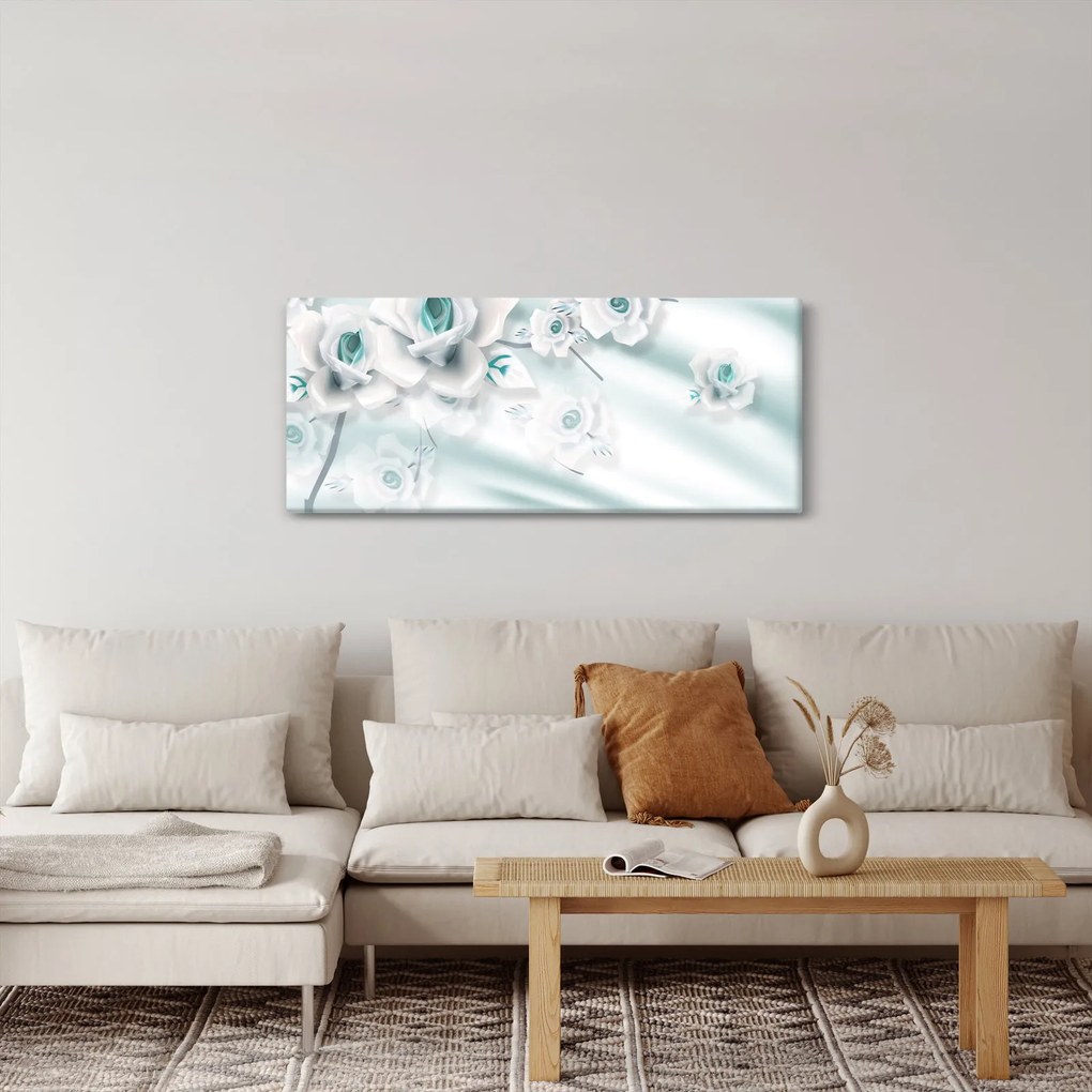 Tablou - Flori de trandafir turcoaz (120x50 cm)