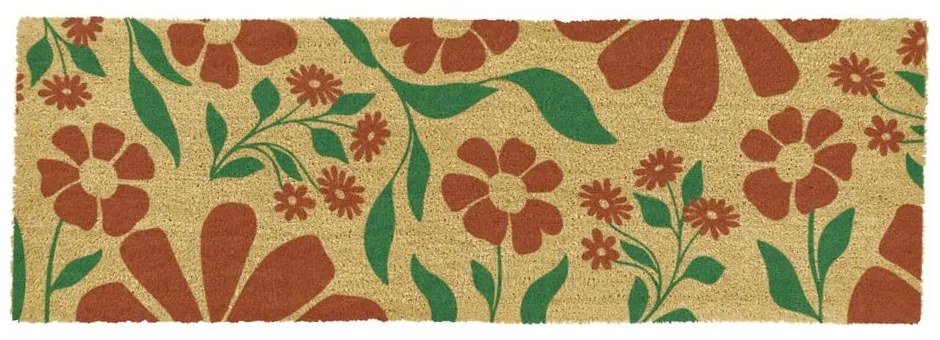 Covoraș de intrare din fibre de nucă de cocos 40x120 cm Red &amp; Green Floral – Artsy Doormats
