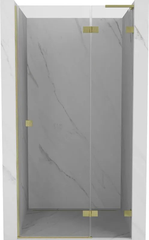 Mexen Lunar L uși de duș batante dreapta 80 cm, transparente, aurii periate - 834L-080-000-55-00-P