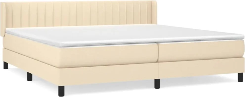 vidaXL Pat box spring cu saltea, crem, 200x200 cm, textil