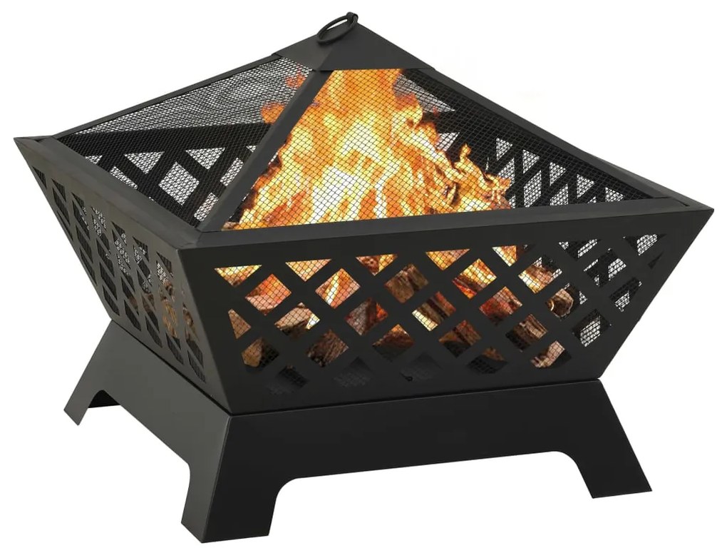 311894 vidaXL Vatră de foc cu vătrai, 64 cm, oțel, XXL