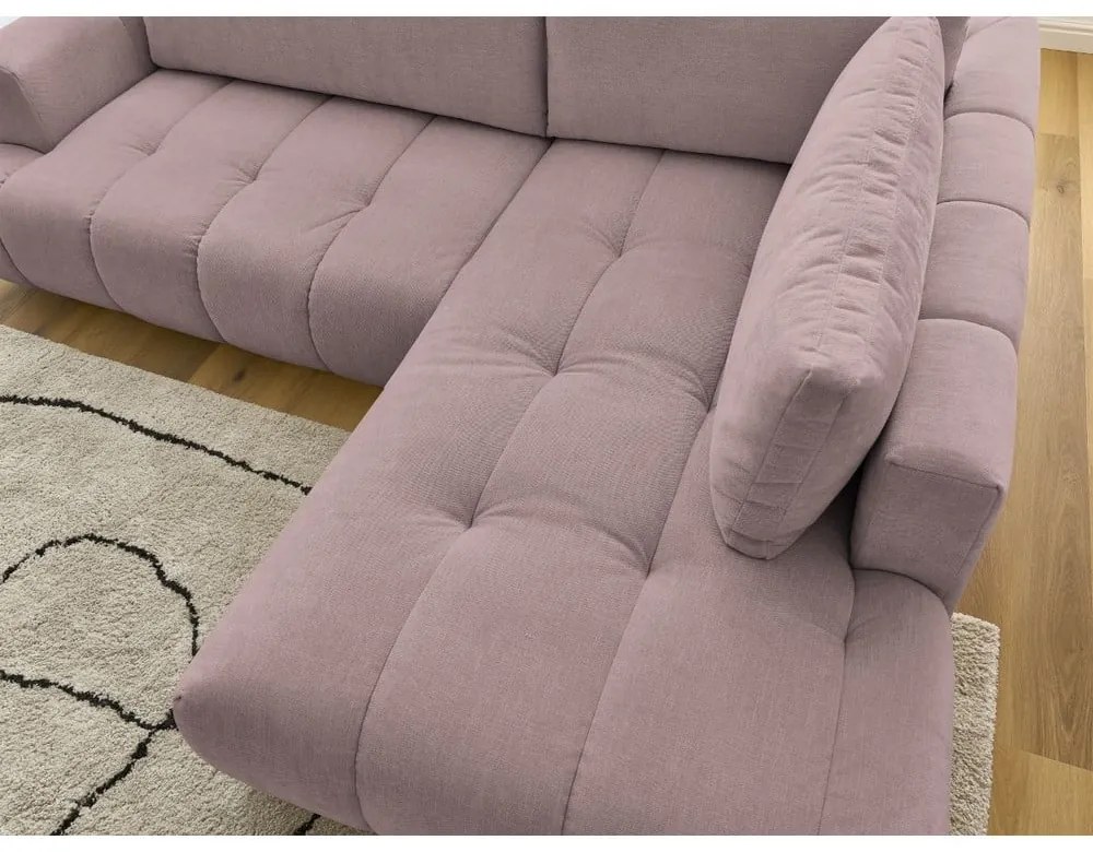 Colțar roz extensibil/cu spațiu de depozitare (cu colț pe partea dreaptă/în formă de ”L”) Fuji – Bobochic Paris