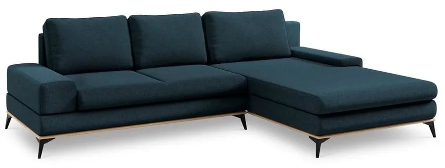 Colțar extensibil cu șezlong pe partea dreaptă Windsor &amp; Co Sofas Planet, albastru petrol